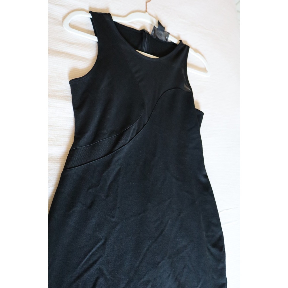 H&M Womens Sz 10 Black Bodycon Mini Dress Sheer Mesh Panel 2016 party dress